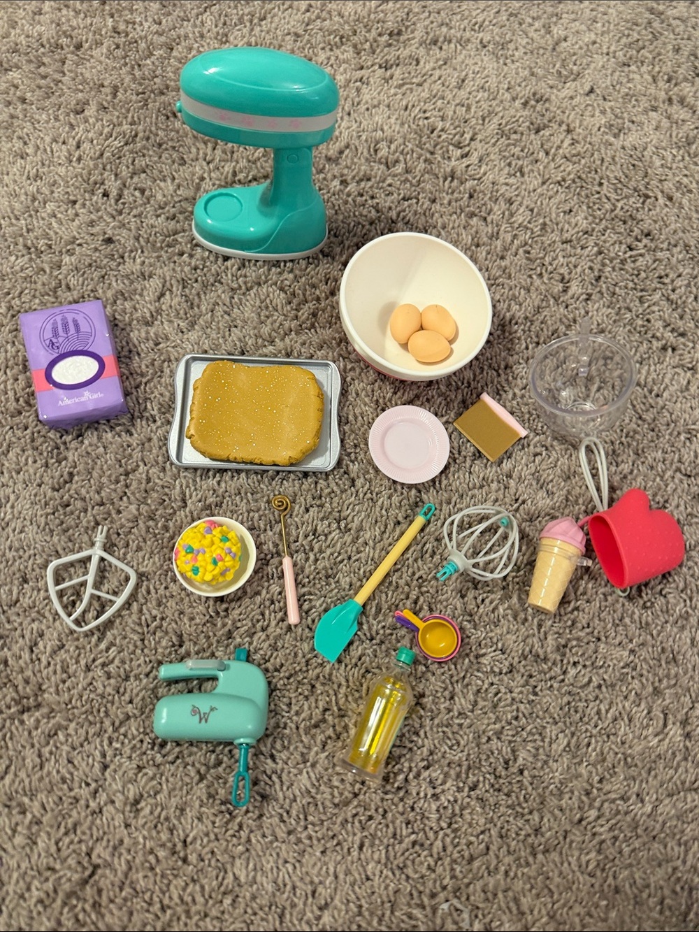 LIKE NEW USED 1x American girl Baking Playset with Teal Mixer and Accessories
